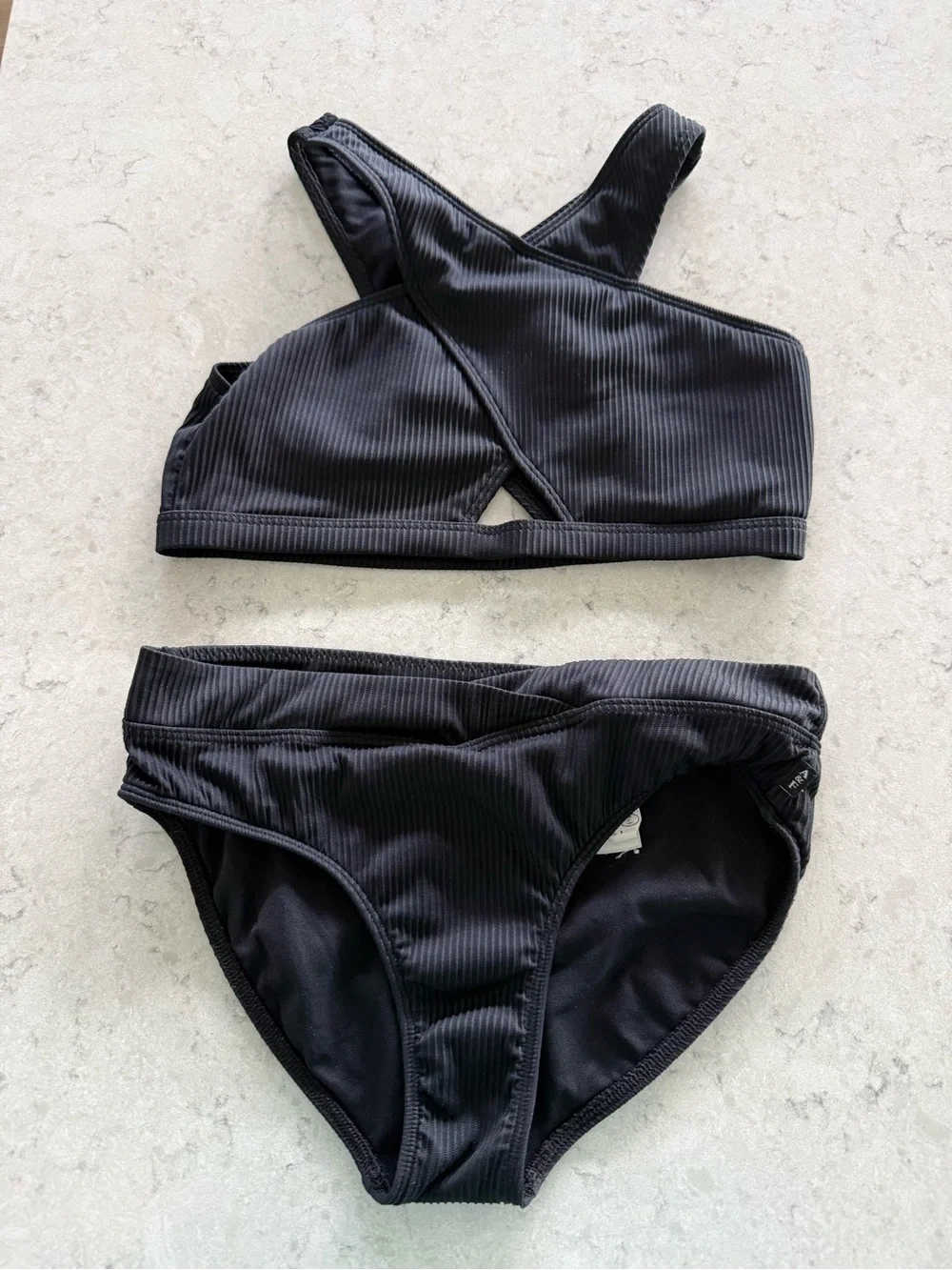 abercrombie kids Black Ribbed Two-Piece Bikini